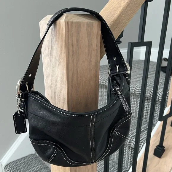 Coach Black Leather Soho Hobo #C05S-8A27 - Picture 3 of 7